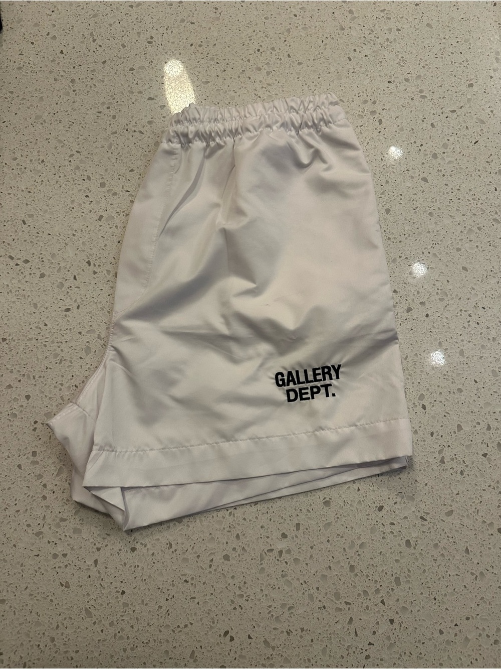 Gallery Dept White Athletic Shorts with Black Logo